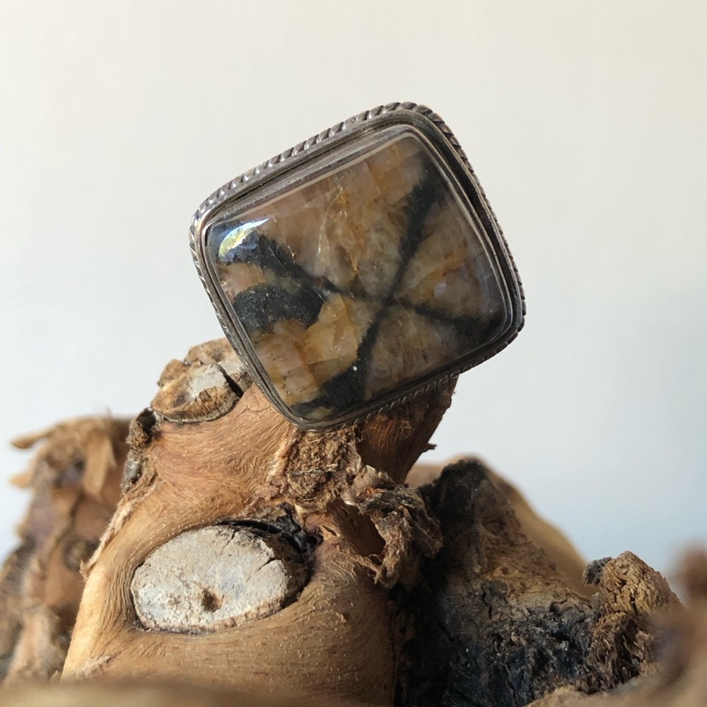 Sterling 925 Silver Ring with Stone Inlay-Labradorite? SZ-8 - Picture 2 of 12